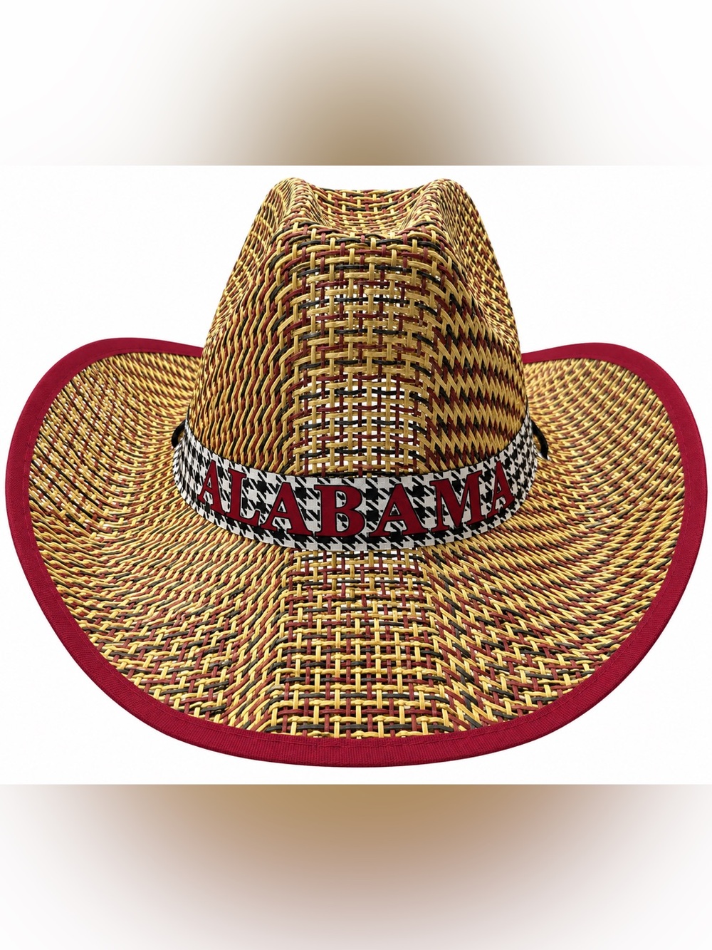 Alabama Straw Fedora Hat - Crimson & Gold